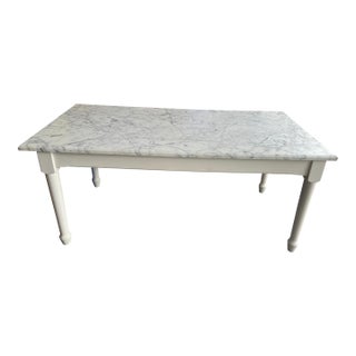 Vintage Williams Sonoma Carrara Marble Table For Sale