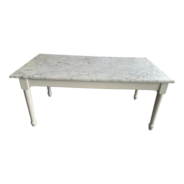 Vintage Williams Sonoma Carrara Marble Table For Sale