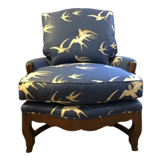 A. Rudin No. 464 Lounge Chair Upholstered in Sanderson Fabric For Sale