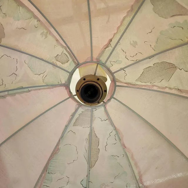 Metal Cage and Fabric Hanging Light with Flowers For Sale - Image 3 of 6