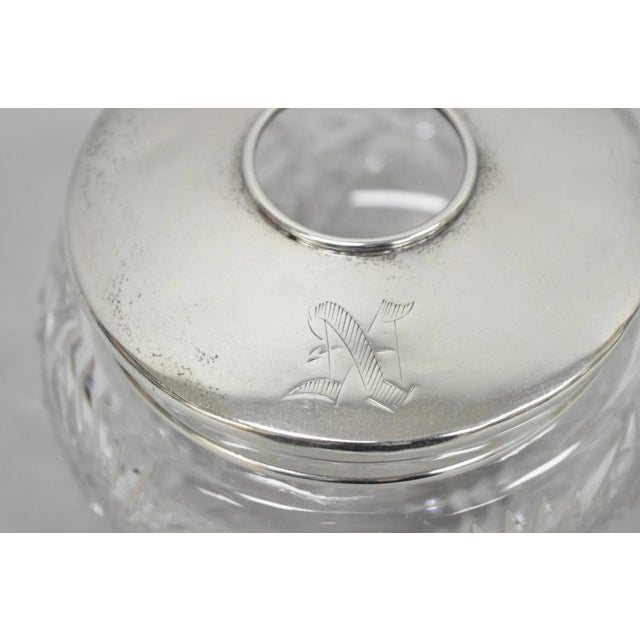 Early 20th Century Antique Victorian Sterling Silver Crystal Glass Vanity Hair Receiver "N" Mono For Sale - Image 5 of 14