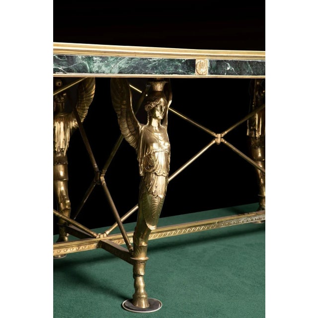 Late 19th Century Late 19th Century Marble & Bronze Neoclassical-Style Library Table For Sale - Image 5 of 8