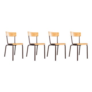 Vintage French Stacking Dining Chairs, 1950s, Set of 4 For Sale