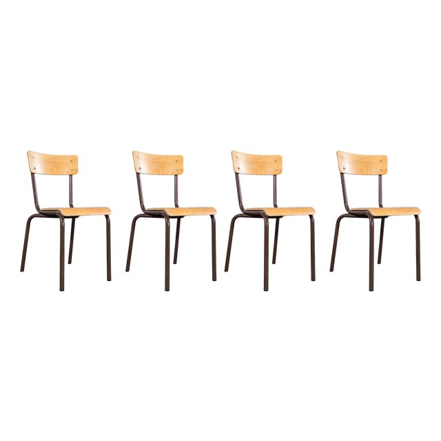 Vintage French Stacking Dining Chairs, 1950s, Set of 4 For Sale