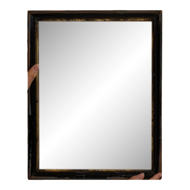 19th Century France Deep Ebony Black Carved Ebonized Wall Mirror For Sale
