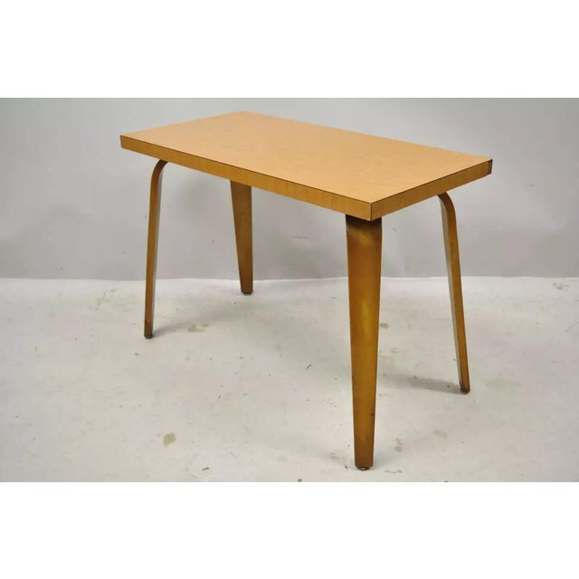 Thonet Mid Century Modern Bentwood Legs Rectangular Laminate Top Side End Table. Item features shaped bentwood legs,...