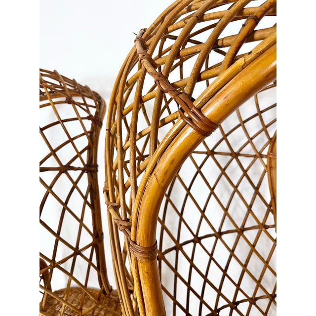 1970s Vintage Hooded Rattan Chairs- A Pair For Sale - Image 5 of 12