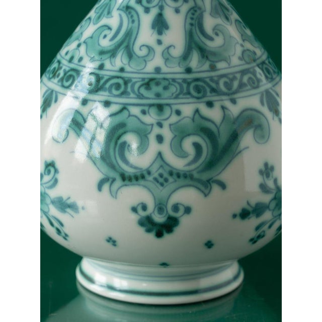 1970s Royal Delft Green Delvert Ceramic Table Lamp with New Liberty London Shade from De Porceleyne Fles, 1970s For Sale - Image 5 of 10