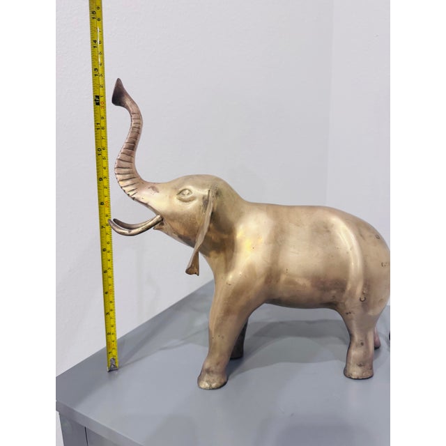 Brass Vintage Solid Brass Large Elephant For Sale - Image 8 of 8