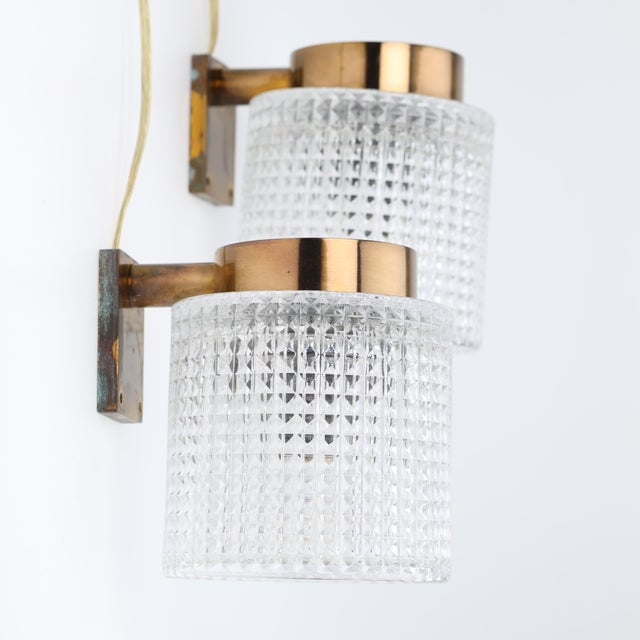 Brass and Glass Sconces by Carl Fagerlund for Orrefors, Sweden, 1960s, Set of 2 For Sale - Image 10 of 10