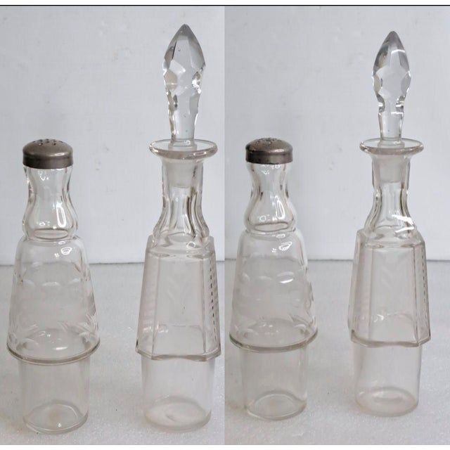 1870s Bancroft, Redfield & Rice Silverplate Cruet Castor Set 6 Etched Bottles For Sale In West Palm - Image 6 of 12