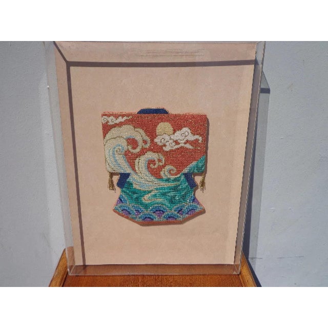 Gorgeous and one of kind hand beaded Kimono wall art. Set in clear frame. Wonderful designer piece that will complement...