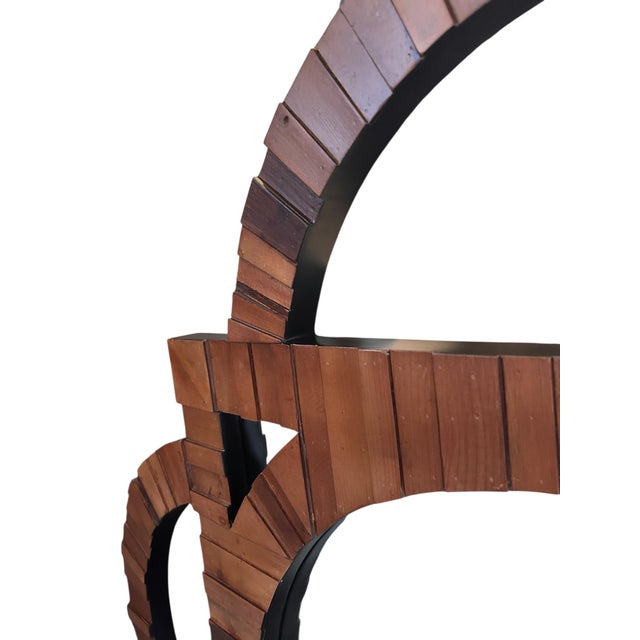 Large Vintage 1970's Sculptural Wood Tall Geometric Mirror MCM For Sale - Image 10 of 12