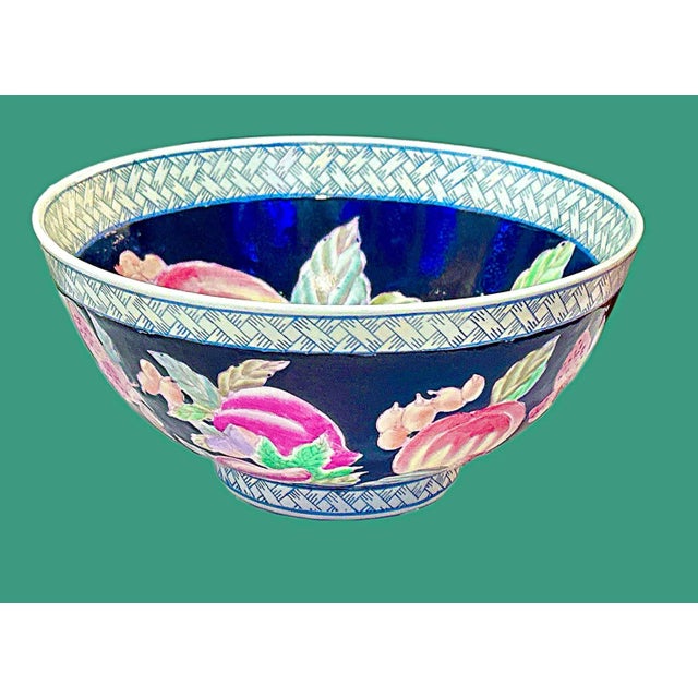Dark Blue Chinese Porcelain Accent Bowl - 10" For Sale - Image 11 of 11