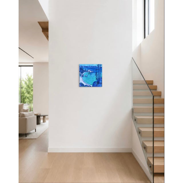 Wood Lake Tahoe Blue - Contemporary Oil Painting Original For Sale - Image 7 of 10