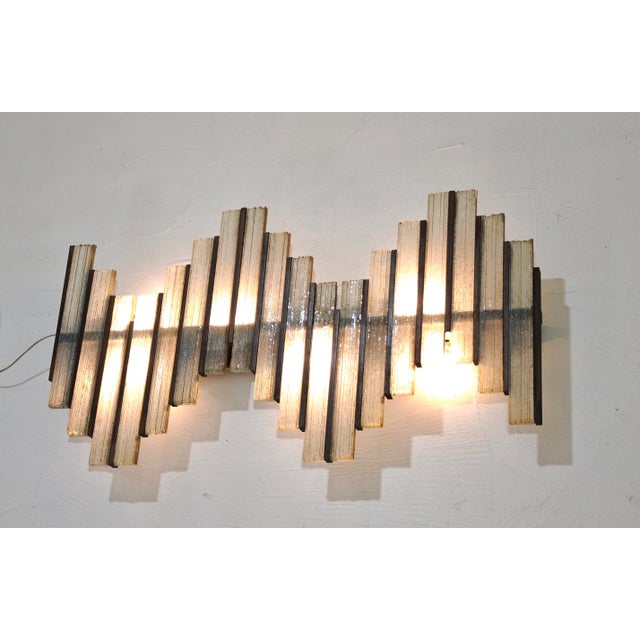 Mid-Century Modern Mid-Century Modern Glass and Wood Wall Lamp by Biancardi and Jordan Arte for Poliarte Italia, 1970s For Sale - Image 3 of 18