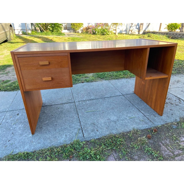 Vintage Mid Century Modern Teak Danish Writing Desk For Sale - Image 11 of 12