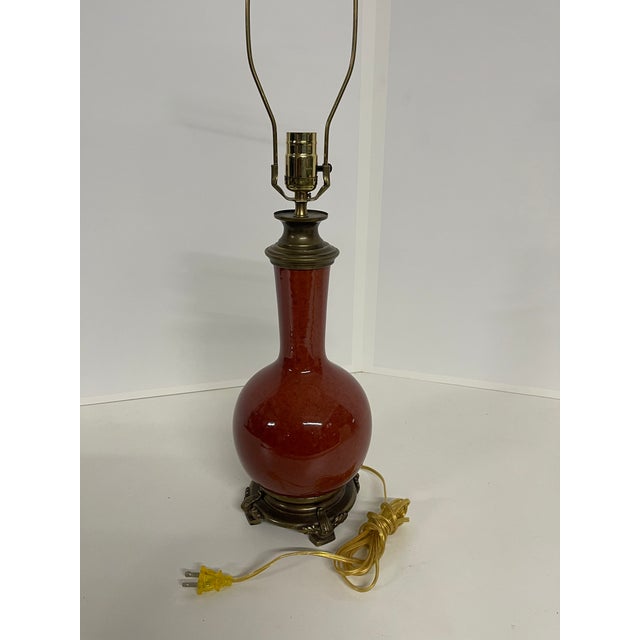 Oxblood Red Vintage Oxblood Red Ceramic Table Lamp For Sale - Image 8 of 13