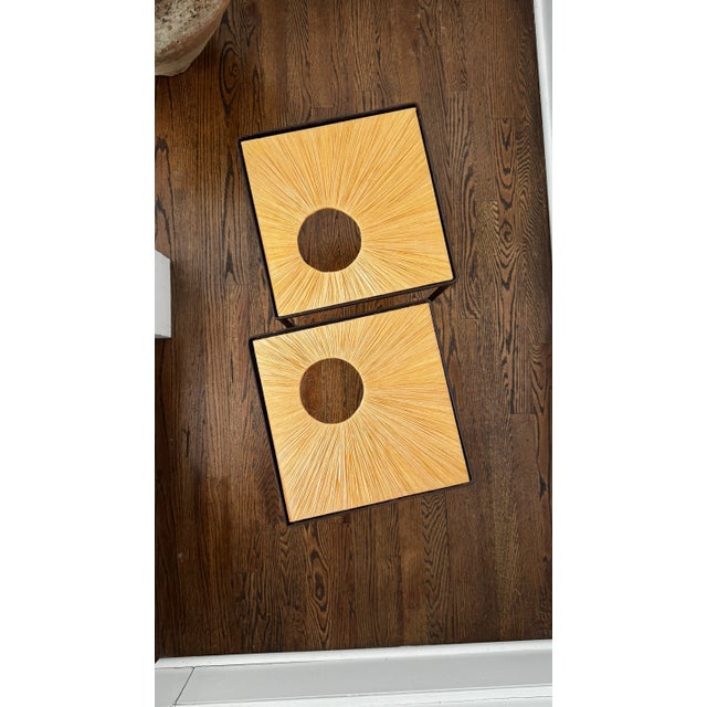 Pair of Metal and Raffia Side Tables For Sale - Image 11 of 11