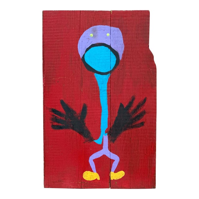 Original Figural Painting on Reclaimed Wood Signed Rivera For Sale