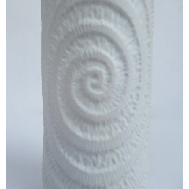 Ceramic C.1960's-70's West German Royal Kpm Porzellan White Bisque "Infinity Swirl" Raised Relief Design Vase For Sale - Image 7 of 13