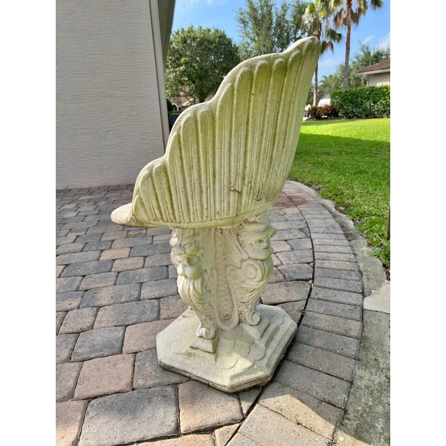 Art Deco Vintage Grotto Cement Stone Garden Chair For Sale - Image 3 of 8