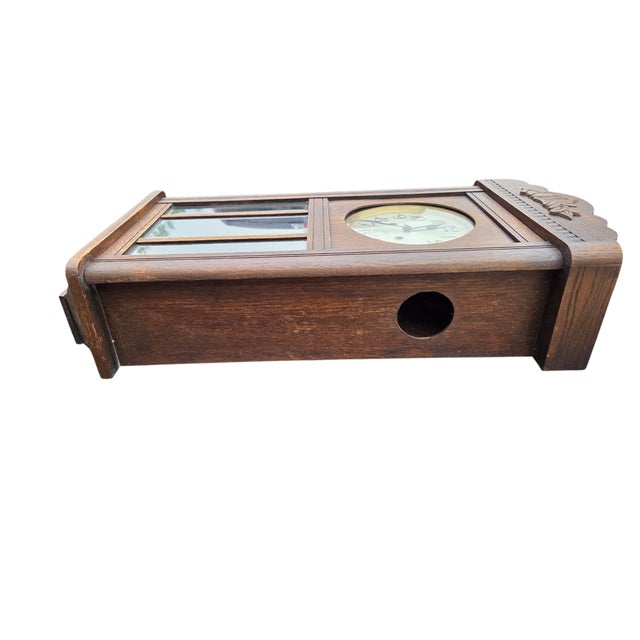 Wood Antique German Oak 8 Day Wall Clock Chimes Gustav Becker Ra Regulator For Sale - Image 7 of 18