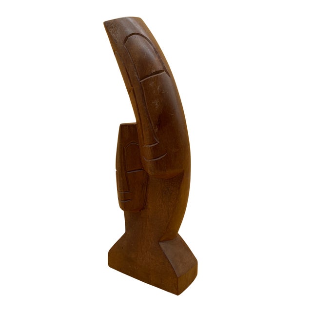 Mid-Century Modern Vintage Haitian Hand-Carved Wood Sculpture by L. Bulivou, Créatif Workshop For Sale - Image 3 of 3