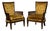 Pair of Vintage Mid-Century Hollywood Regency High-Back Velvet Fireside Chairs For Sale