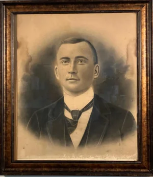 Antique 19th Century Portrait of a Gentleman — Charcoal & Pastel in Original Frame