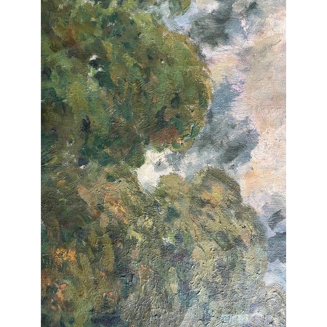 European Lake Landscape, Vintage Oil Painting For Sale In Los Angeles - Image 6 of 10