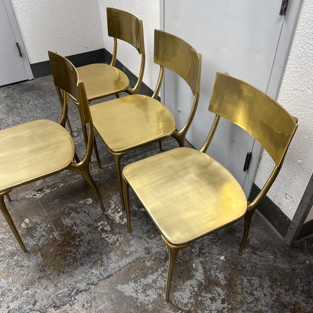 Cb2 Oro Gold Dining Chairs, Set of Four For Sale - Image 9 of 12