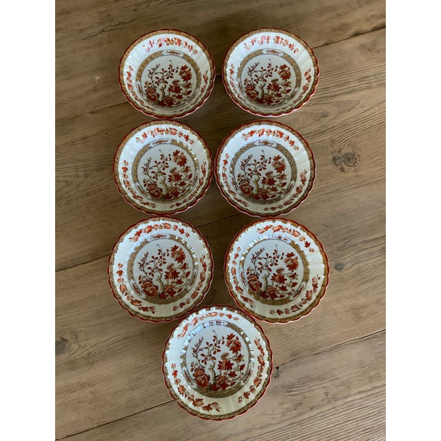 English Antique Copeland Spode England “India Tree” Orange Rust and Gold Scallop-Edged Coupe/Cereal Bowl For Sale - Image 3 of 7