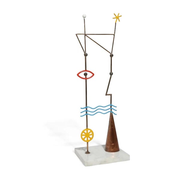 1980s Peter D. Cole, Abstract Australian Post Modernist Sculpture Peter D. Cole Metal, Enamel, Marble For Sale - Image 5 of 11