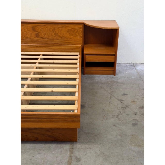 Brown Danish Teak Full Size Bed With Built-in Nightstands – Scandinavian Design 1960s For Sale - Image 8 of 10