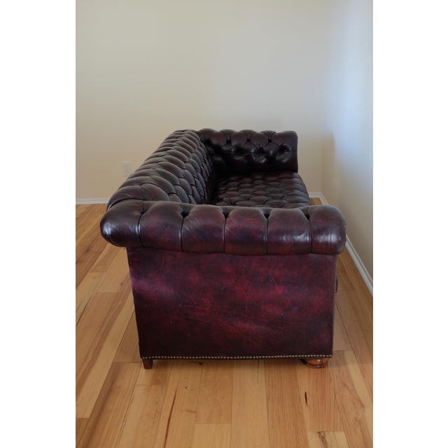 Modern Wine Colored Leather Chesterfield Chairish