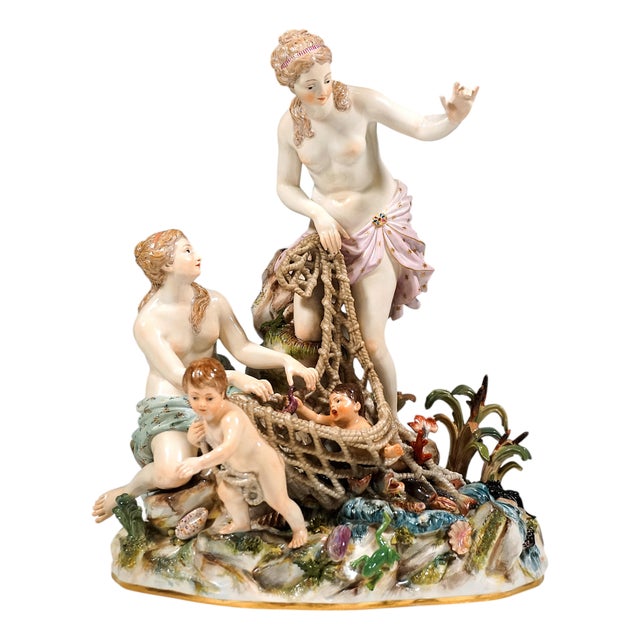Large The Catch of the Triton Mythological Group by J. J. Kändler for Meissen, 1860s For Sale