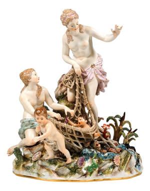 Large The Catch of the Triton Mythological Group by J. J. Kändler for Meissen, 1860s
