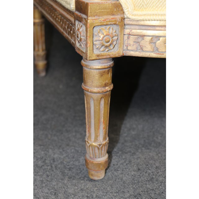 Vintage French Louis XVI Style Carved Gilt Settee C. 1960's For Sale - Image 12 of 12