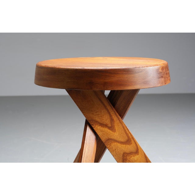 Wood Set of Elm S13A Stools attributed to Pierre Chapo, France, 1970s For Sale - Image 7 of 13