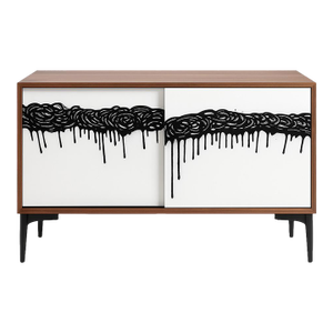 Contemporary Credenza With Hand-Painted Resin-Sealed Artwork Doors - Instock