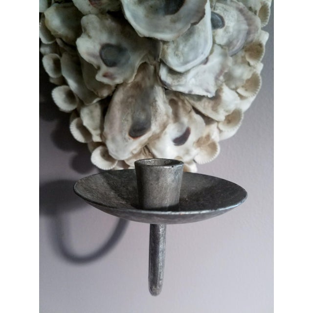 Nautical Beachy Shell Encrusted Candle Wall Sconce Chairish