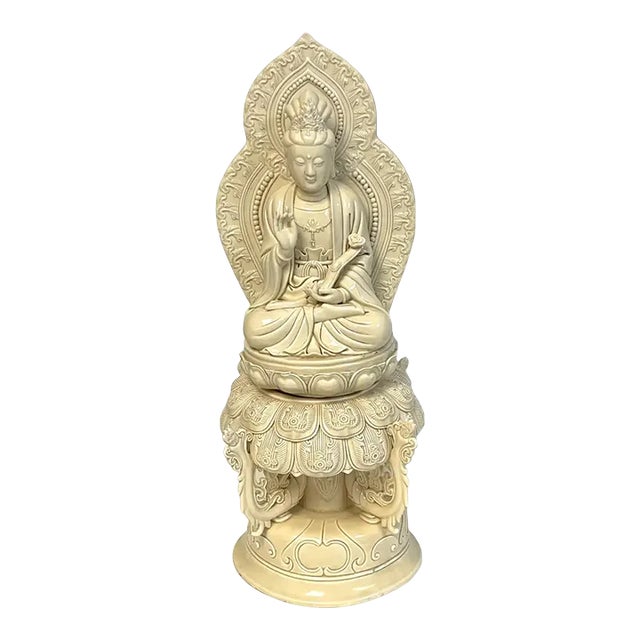 Early 20th Century Chinese Blanc-De-Chine Seated Guanyin Altar Piece For Sale