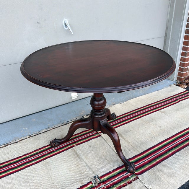 A Vintage Mahogany Chippendale Style Title Top Tea Table, 1970’s Custom made by an unknown cabinetmaker in the 1970's or...