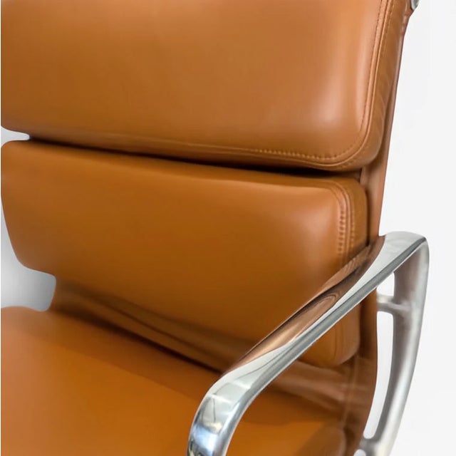 Eames for Herman Miller Soft Pad Management Chair - Cognac Brown Leather For Sale - Image 9 of 10