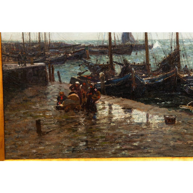 Wood “Dutch Herring Fleet” Dockside Barbizon Painting by Robert Weir Allan r.s.A For Sale - Image 7 of 18