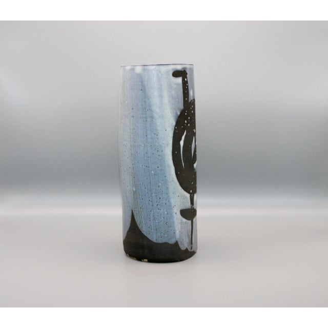 Mid-Century Modern Blue Stoneware Vase For Sale - Image 5 of 7
