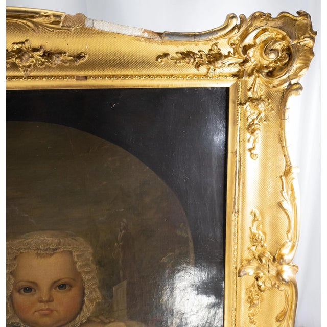 American Folk Art Americana Portrait Painting of Brother and Sister For Sale - Image 9 of 12