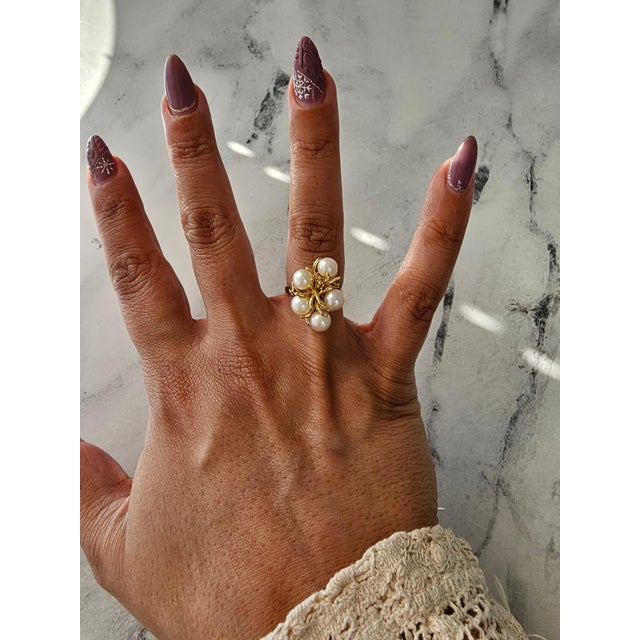 ♥ Ring Summary ♥ Main Stone: Pearl & Diamonds Pearl Size: 6MM Band Material: 14k Yellow Gold Dimensions: 20MM x 15MM...