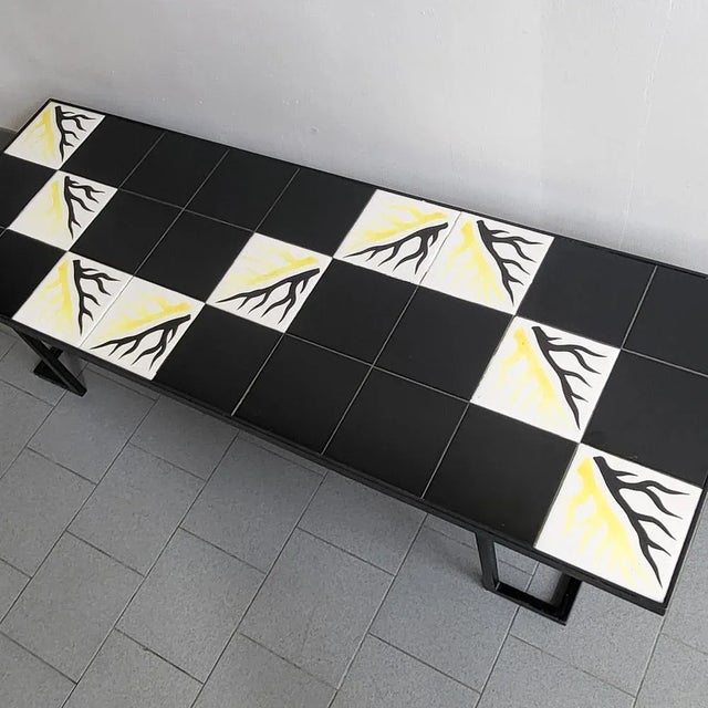 Large Mid-Century Coffee Table in Ceramic & Steel, 1950s For Sale - Image 6 of 10